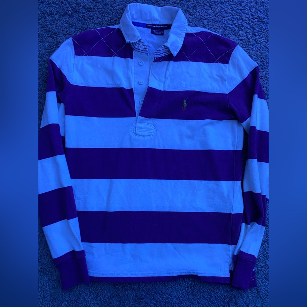 Ralph Lauren purple and white collard shirt
